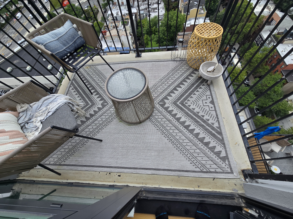 Outdoor patio furniture and rug