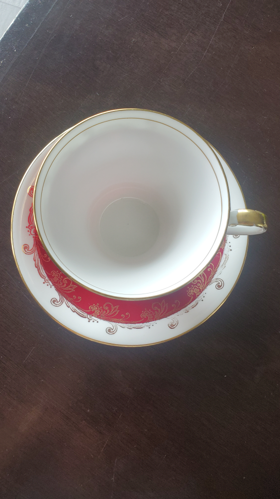 Vintage Aynsley Corset Cup and Saucer - Burgundy