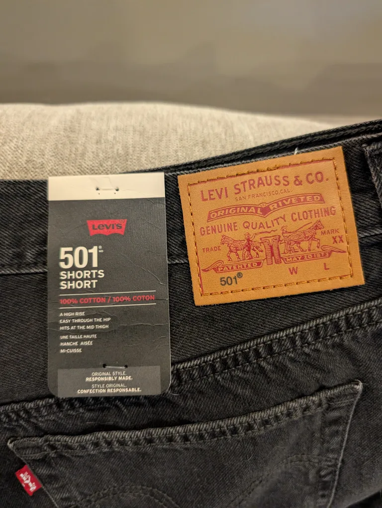 Levi's 501 Black Denim Shorts - New! image indicator(3)