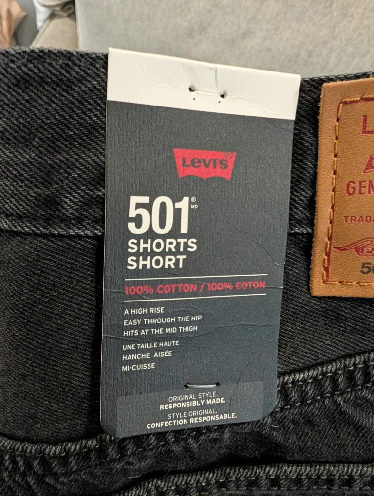 Levi's 501 Black Denim Shorts - New! image indicator(4)