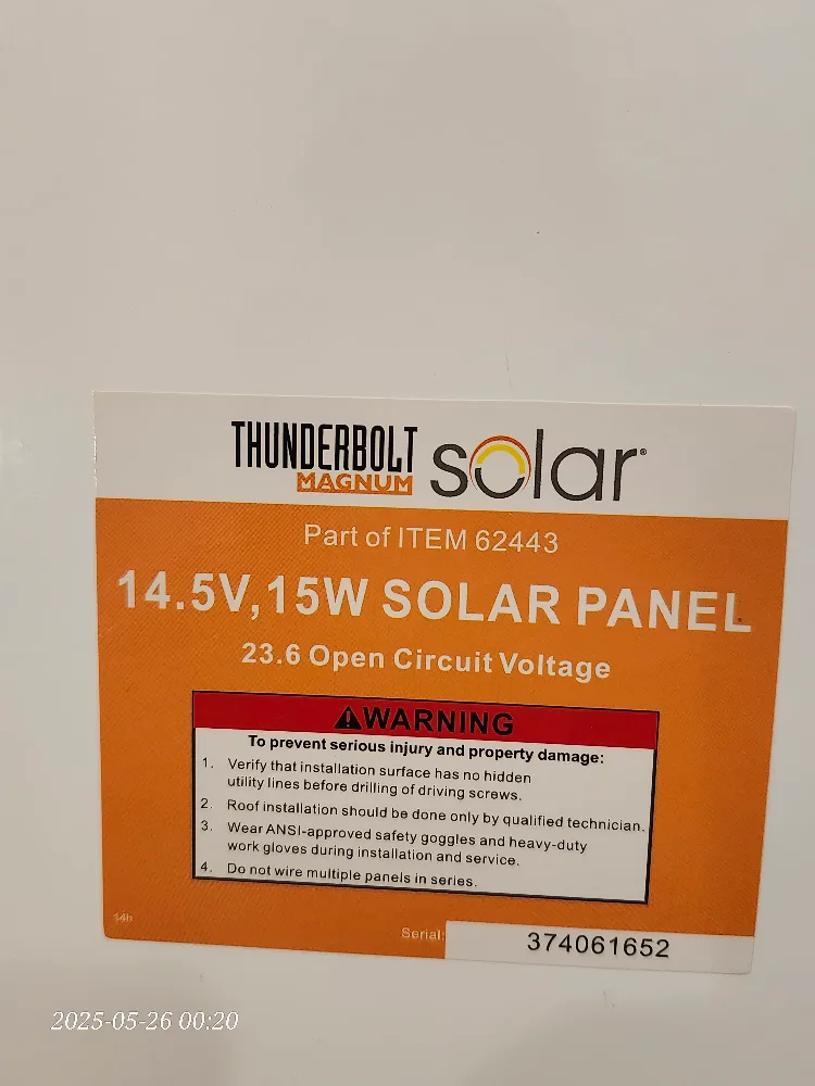 Thunderbolt Solar Magnum 14.5V 15W Solar Panel image indicator(4)