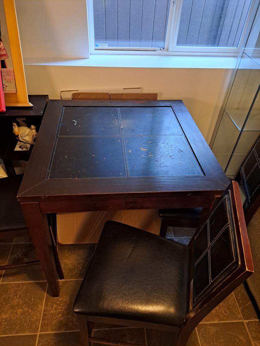 Dark Wood Dining Table with 4 Chairs