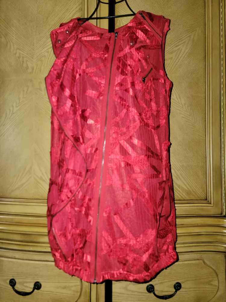 Simon Chang Red Sleeveless Dress Size 10 image indicator(2)