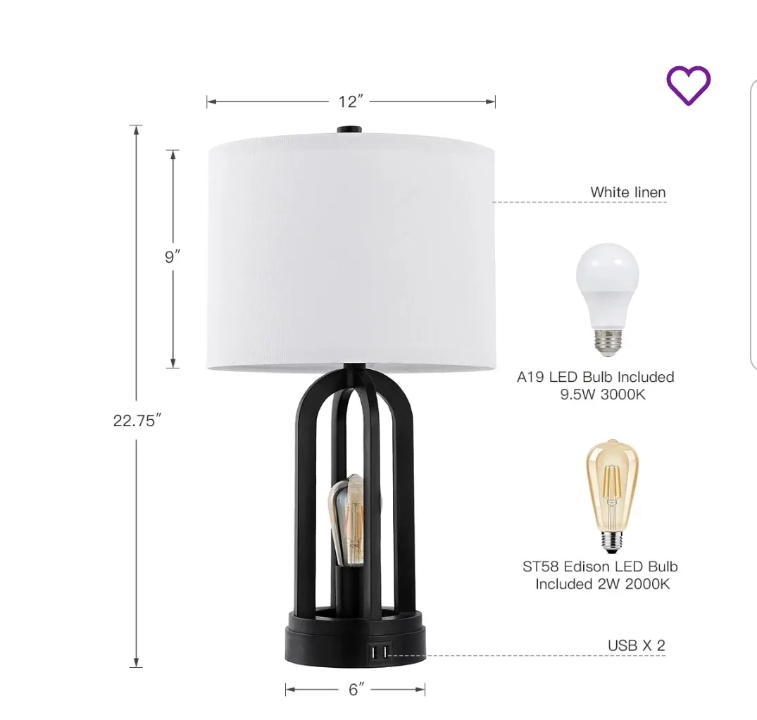 Table Lamps Wade Logan Bulbs Set of 2  New image indicator(4)