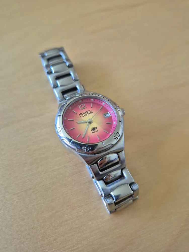 Fossil Blue Woman's Watch: Stainless Steel, Date, 3-hand, Pink image indicator(2)