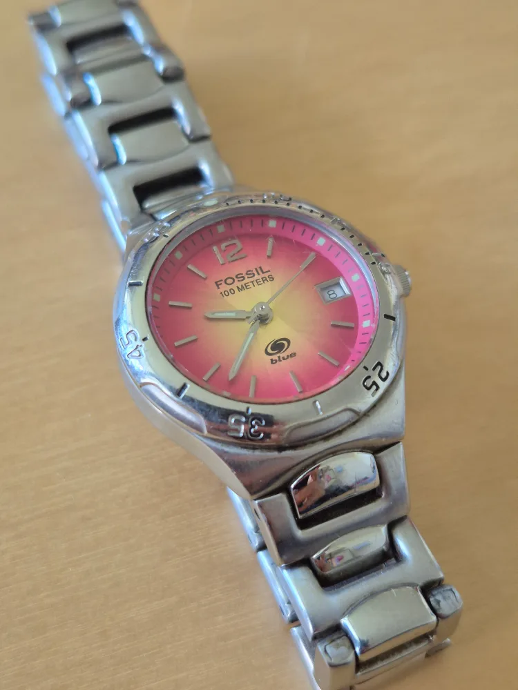 Fossil Blue Woman's Watch: Stainless Steel, Date, 3-hand, Pink image indicator(3)