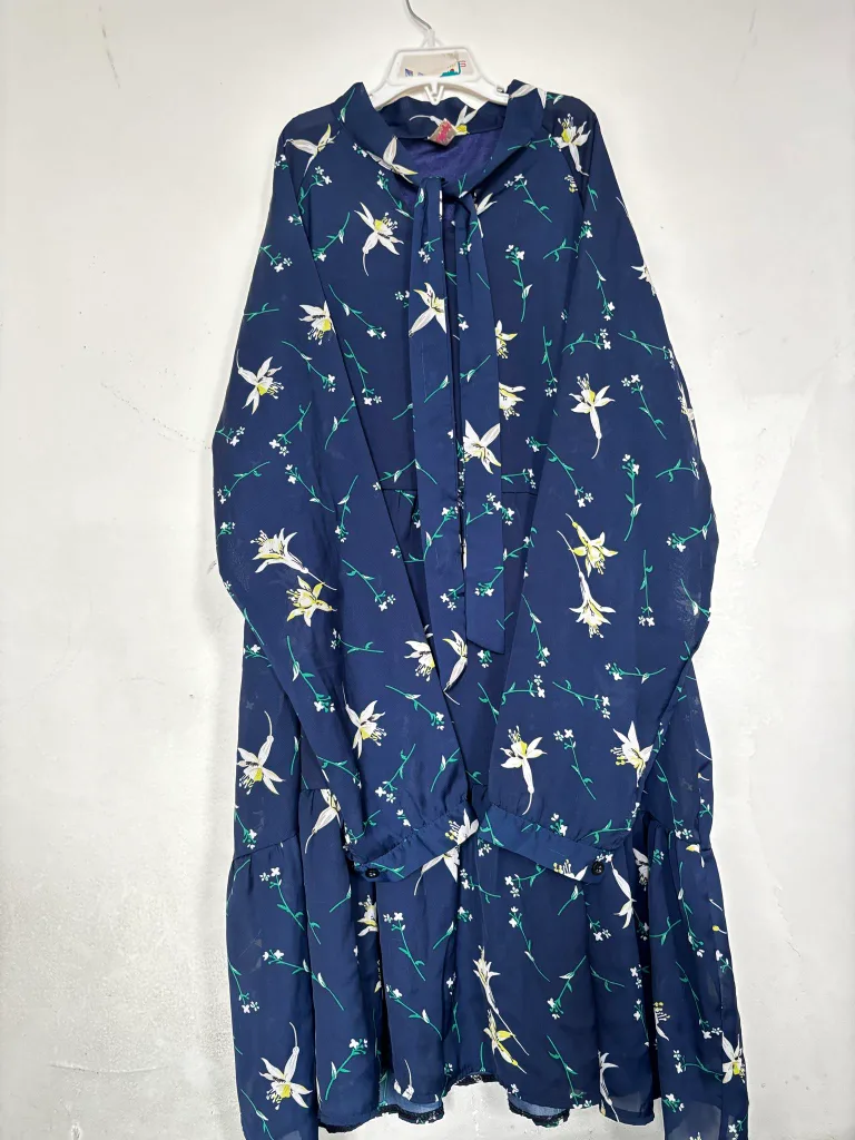 Floral Navy Blue Dress Size Medium image indicator(2)