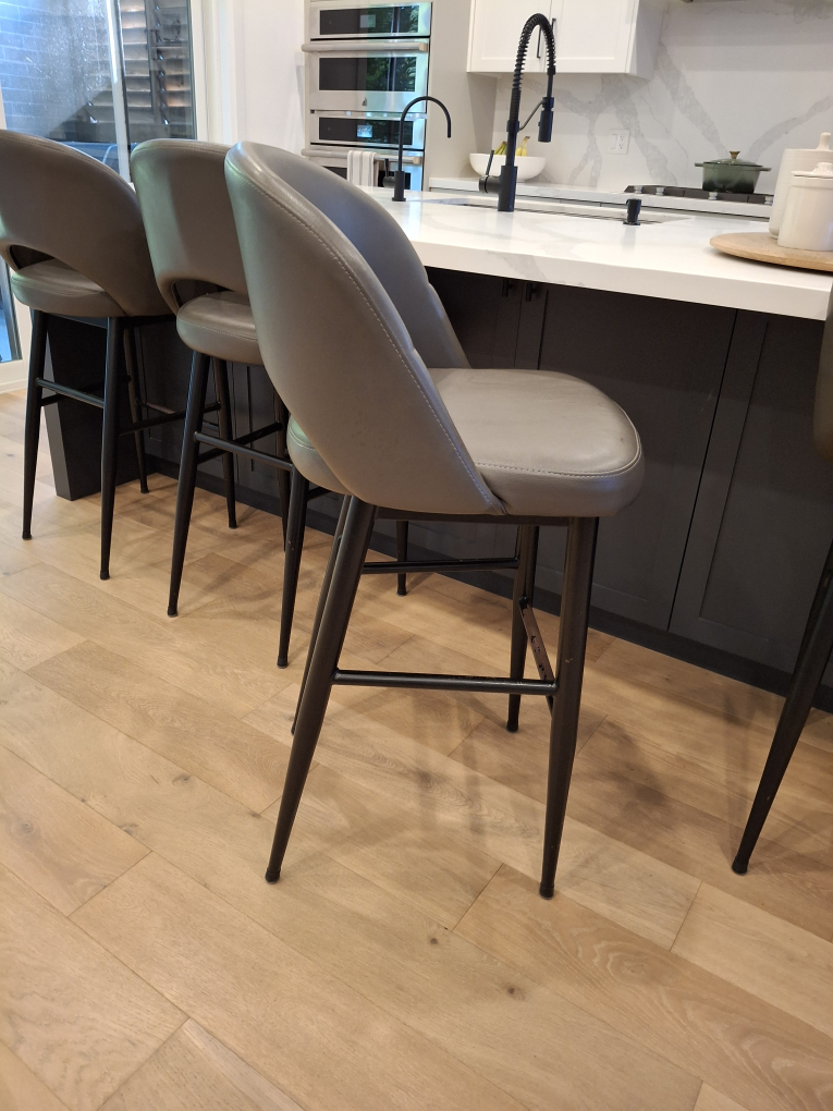 Set of 4 Grey Bar Stools Leather - photo 4