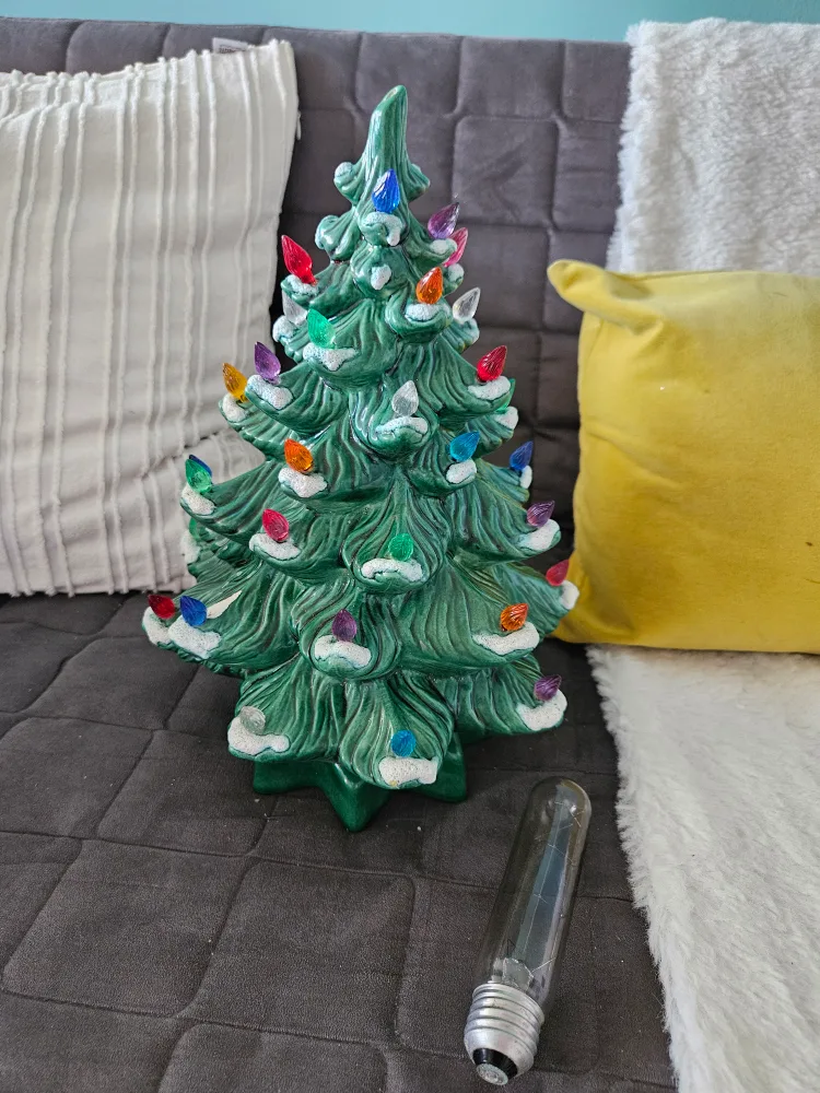 Vintage Ceramic Christmas Tree with Lights thumbnail