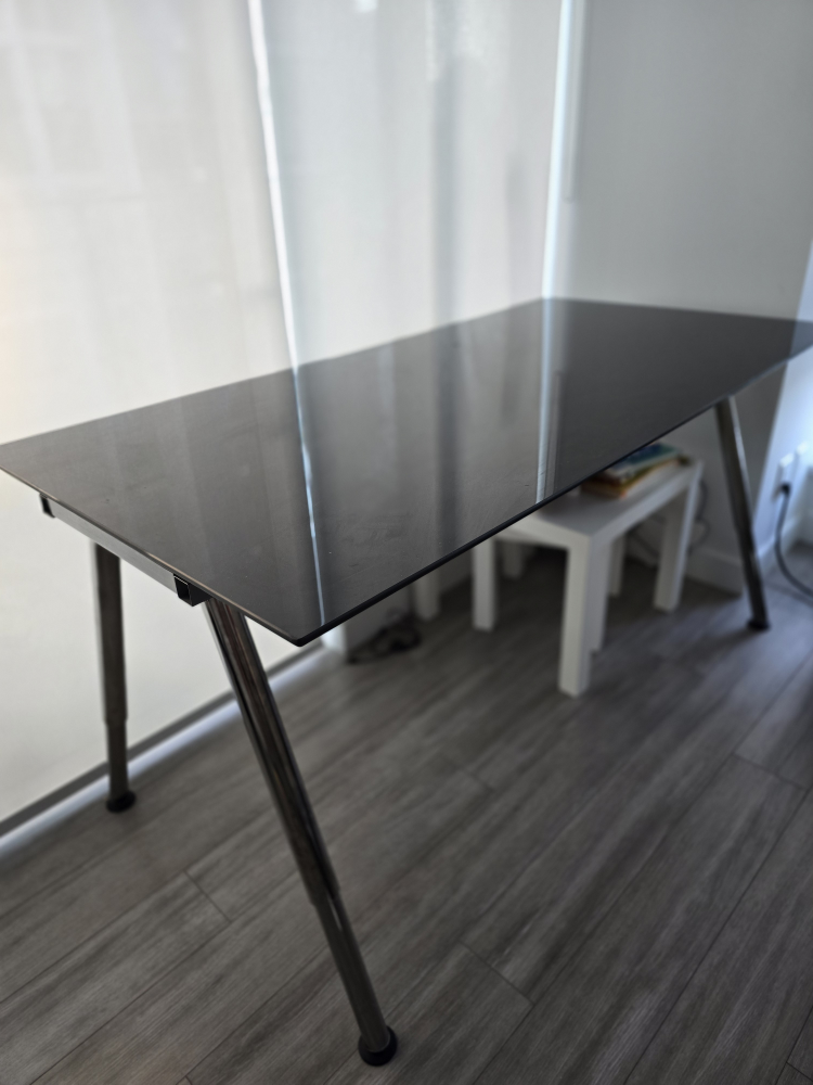 Black Tempered Glass Desk or Dining  Table