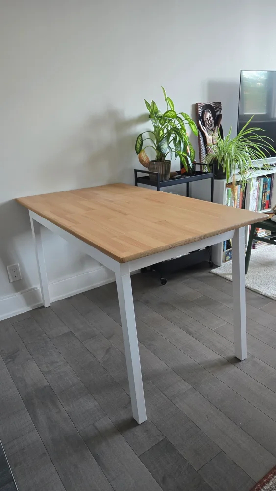 Moving Out Sale - IKEA Dining Table - Light Wood & White thumbnail