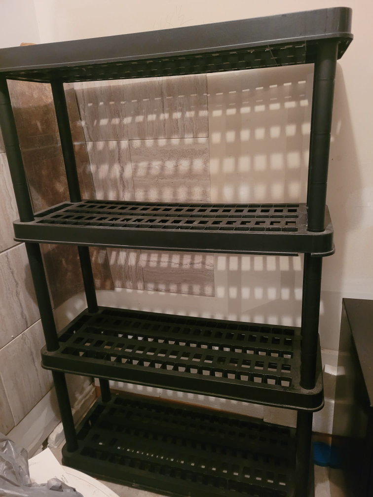 Black 4-Tier Plastic Shelving Unit
