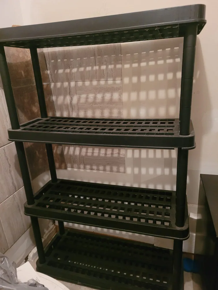Black 4-Tier Plastic Shelving Unit thumbnail