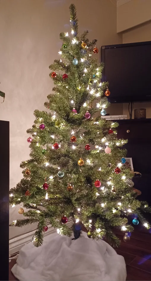Artificial 5-ft Christmas Tree with lights and tree skirt thumbnail
