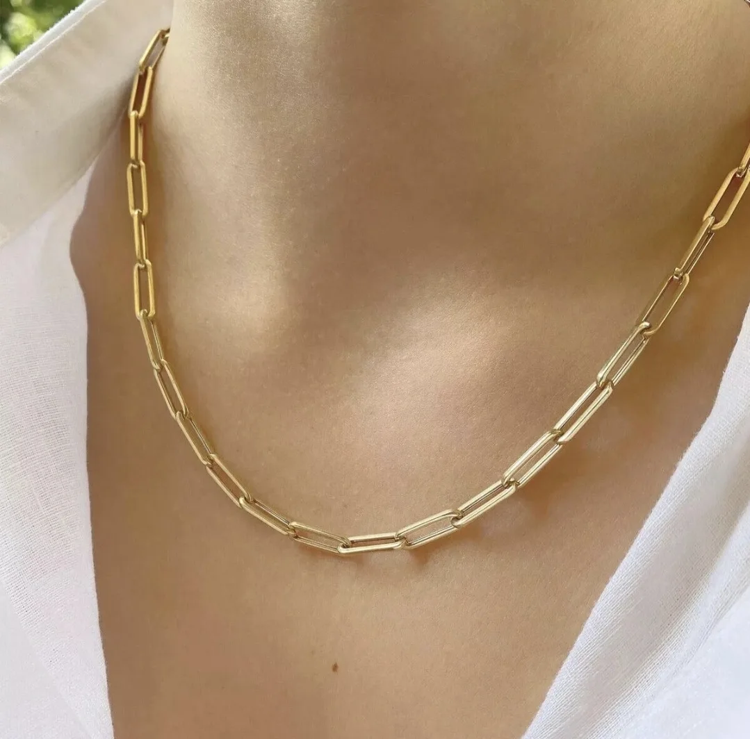 18k Gold-Filled Paperclip Chain Necklace 🇨🇦 thumbnail