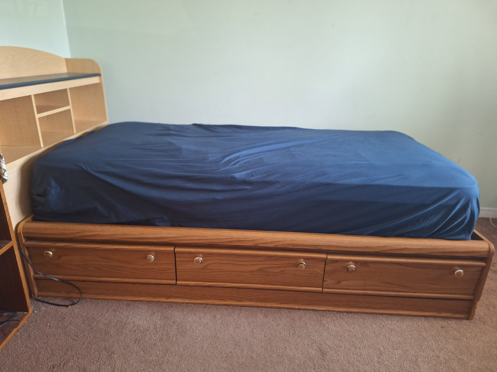 Twin Single Bed with Headboard Storage