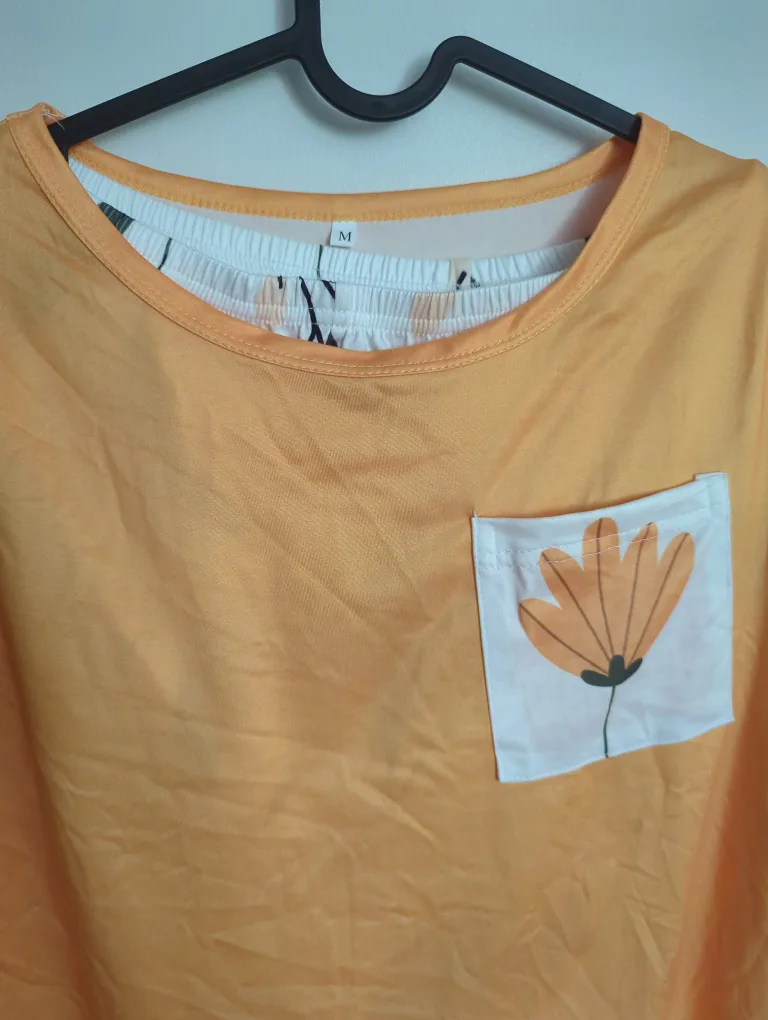 Brand New Orange Floral Pajama Set - Size M image indicator(2)