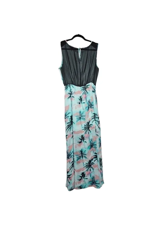Turquoise Tropical Print Sleeveless Maxi Dress image indicator(3)