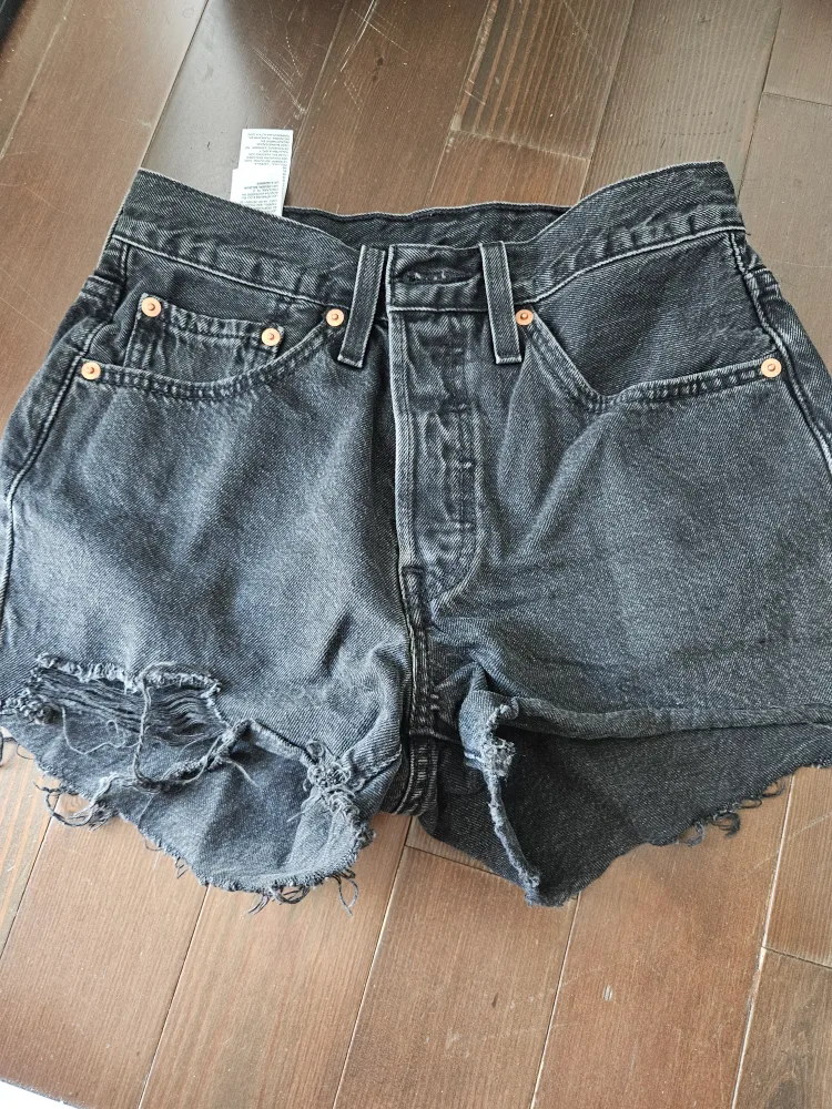 Levi's 501 Black Denim Shorts - Size 26 thumbnail