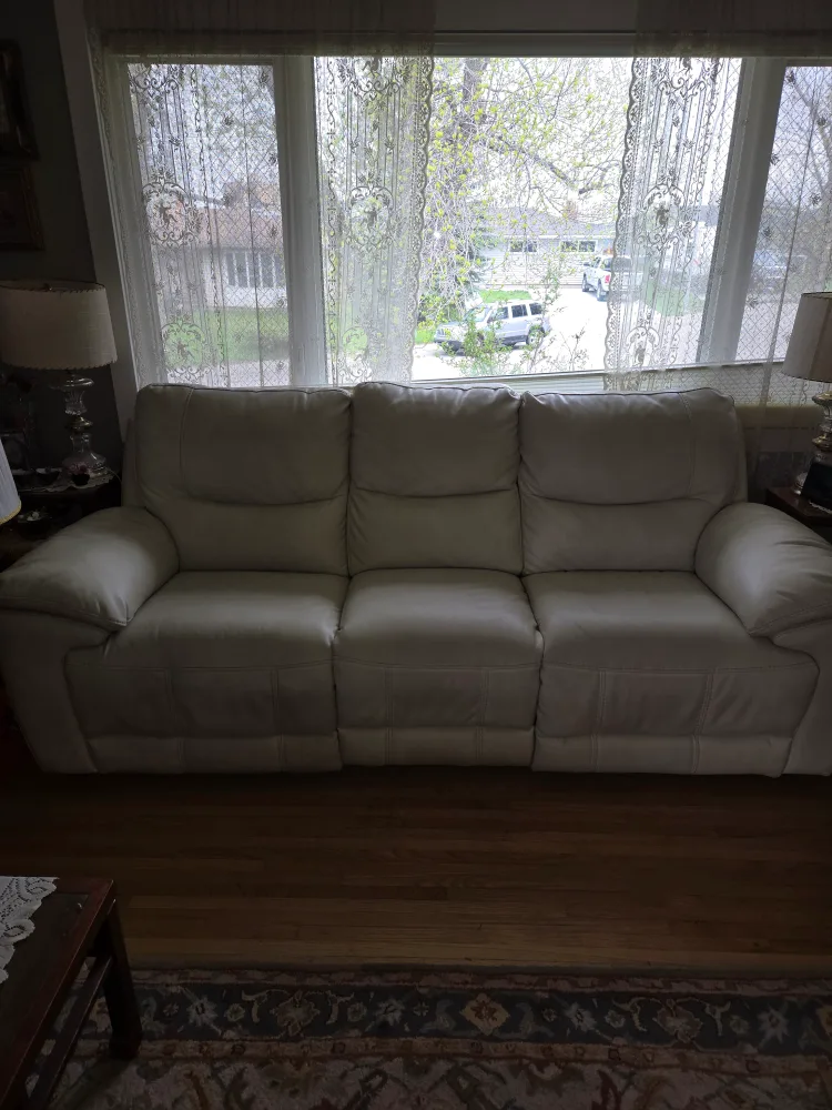 Cream Leather Reclining Sofa thumbnail