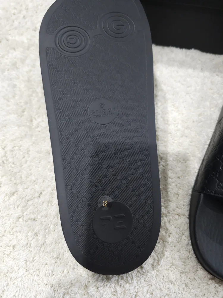 GUCCI Micro Guccissima Men's Black Slides Sandals Size 12 image indicator(4)