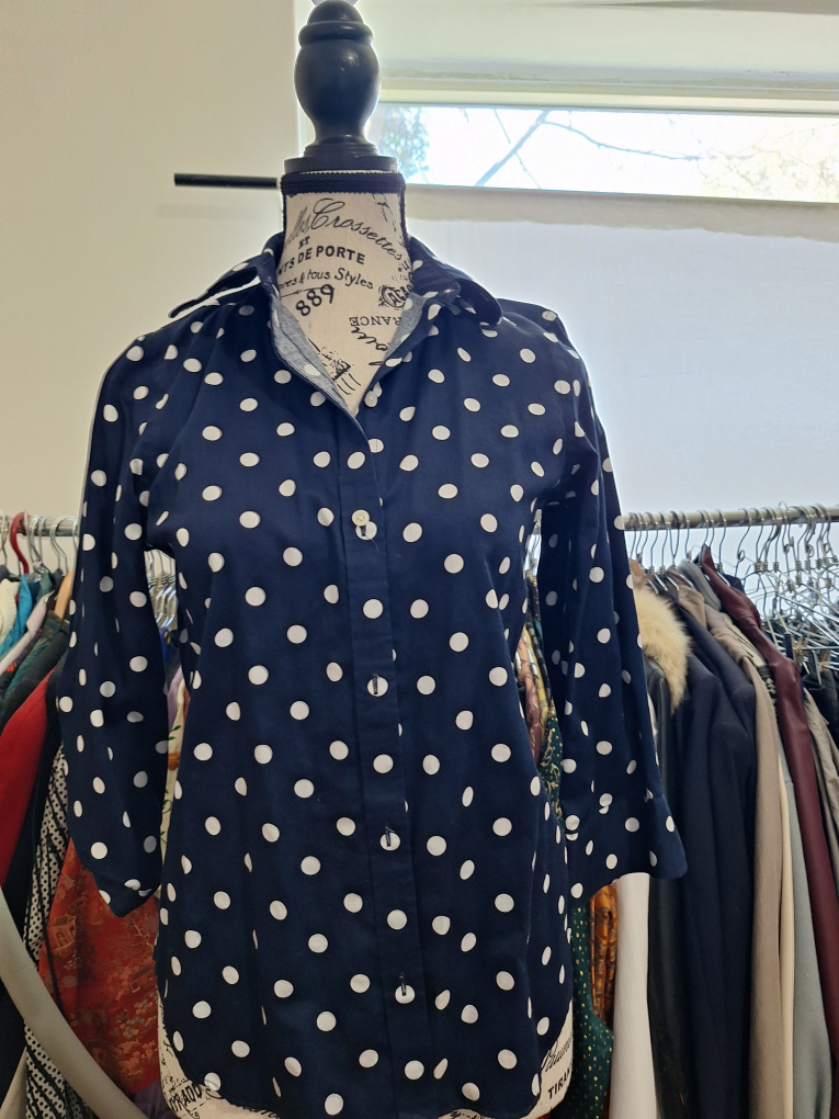 Tiranti Navy Blue Polka Dot Blouse
