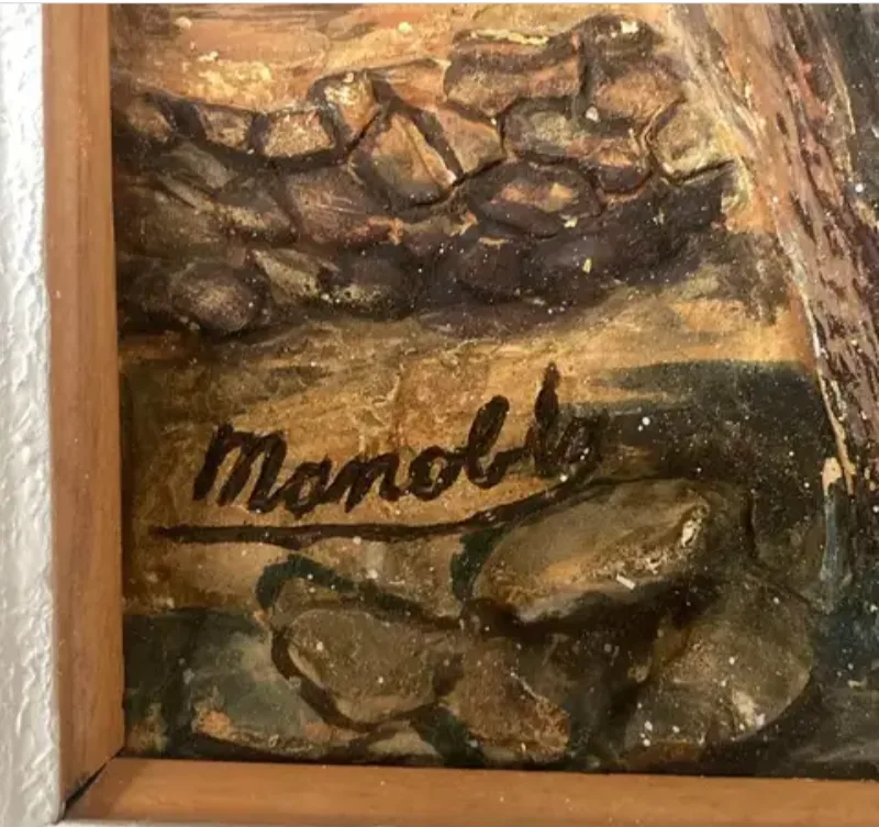 Rare Original  Jerusalem Stone & Oil Painting by Joseph Manobla image indicator(7)