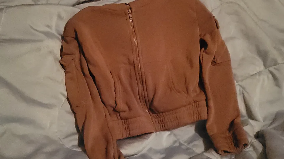 Brown Cropped Cargo Zip-Up Hoodie thumbnail