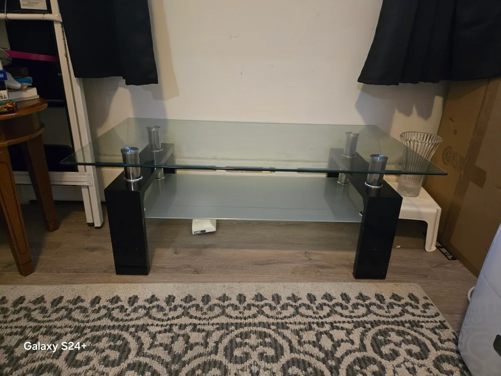 Glass Top Coffee Table - Black Legs thumbnail