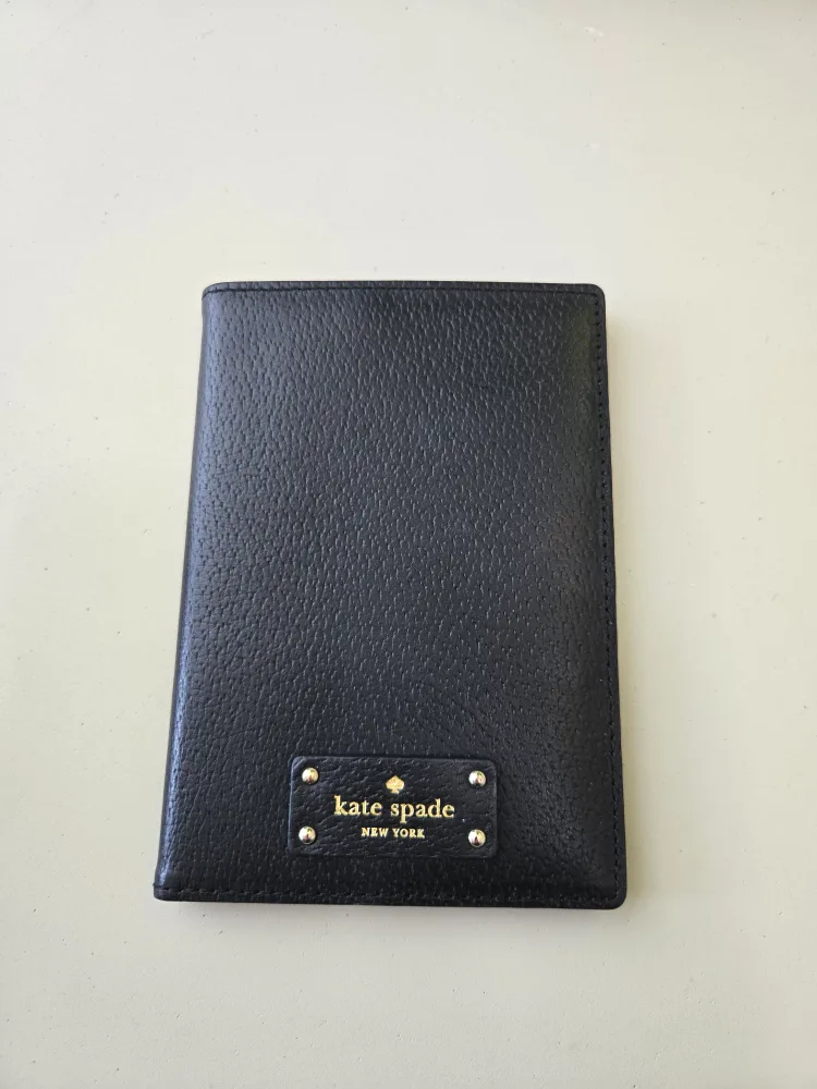 Kate Spade Black Leather Passport Holder thumbnail