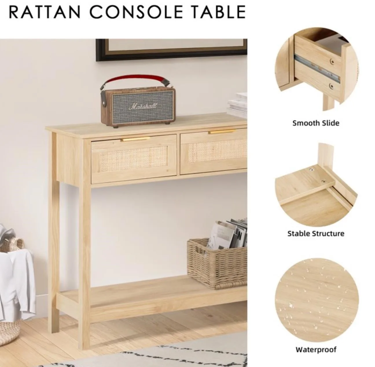 Rattan Console Table image indicator(3)