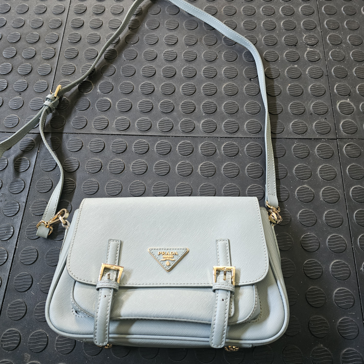 Prada Saffiano Leather Crossbody Bag, Light Blue