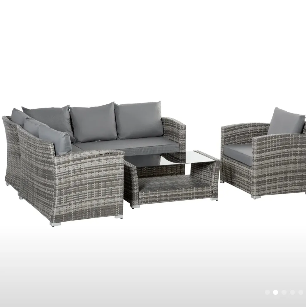 Brand new 5pc Wicker Outdoor Patio Conversation Set - Grey image indicator(2)