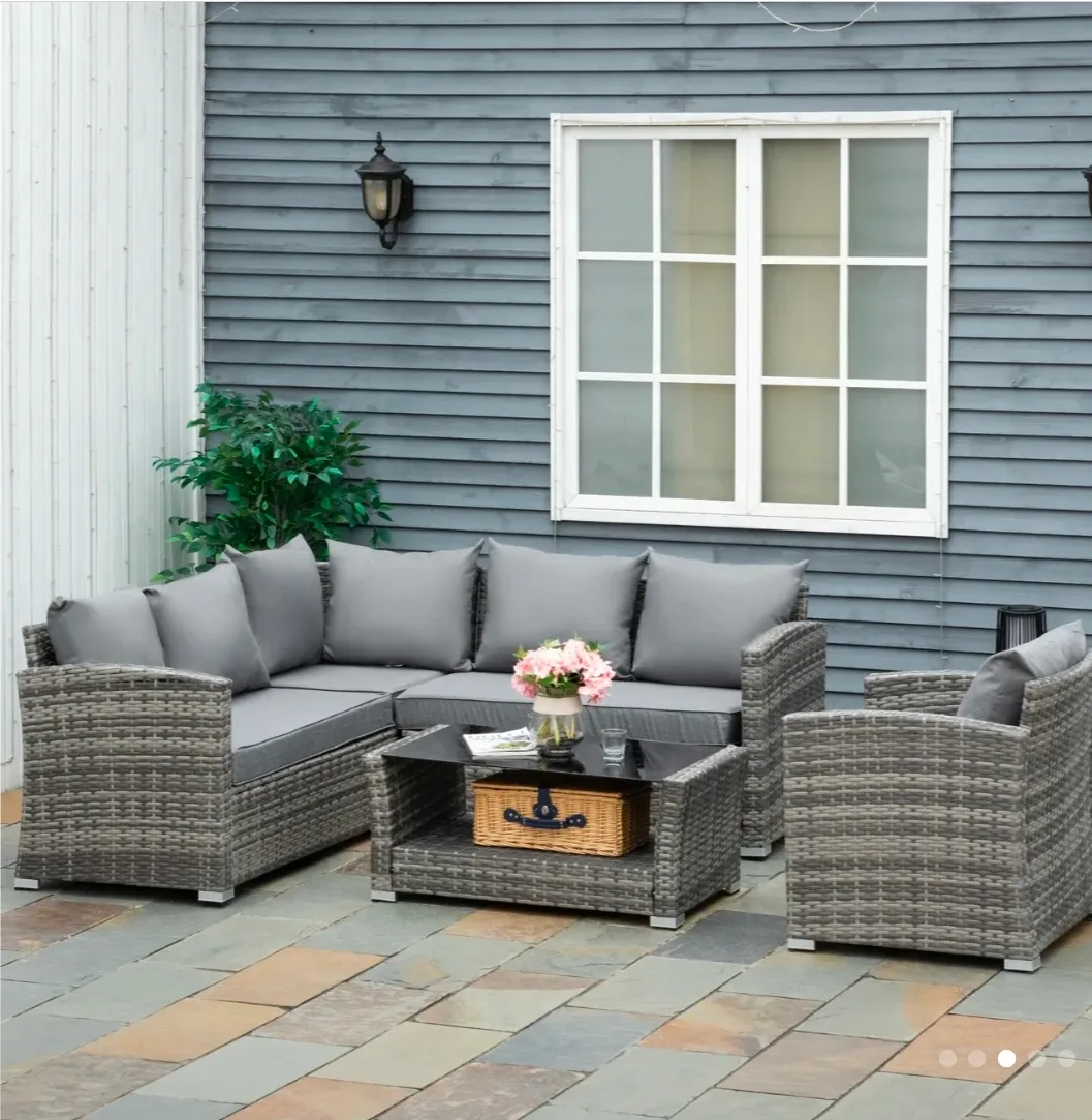 Brand new 5pc Wicker Outdoor Patio Conversation Set - Grey image indicator(3)