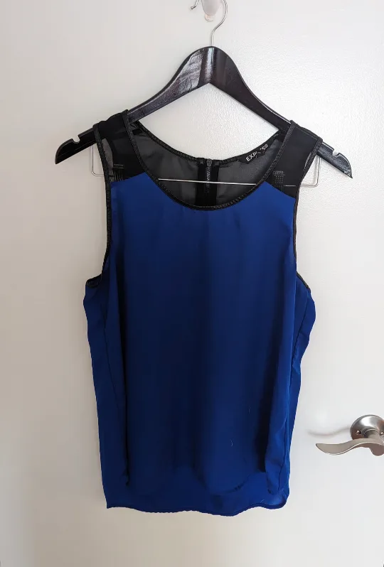 Express Blue & Black Sleeveless Top - Women's Size Medium thumbnail