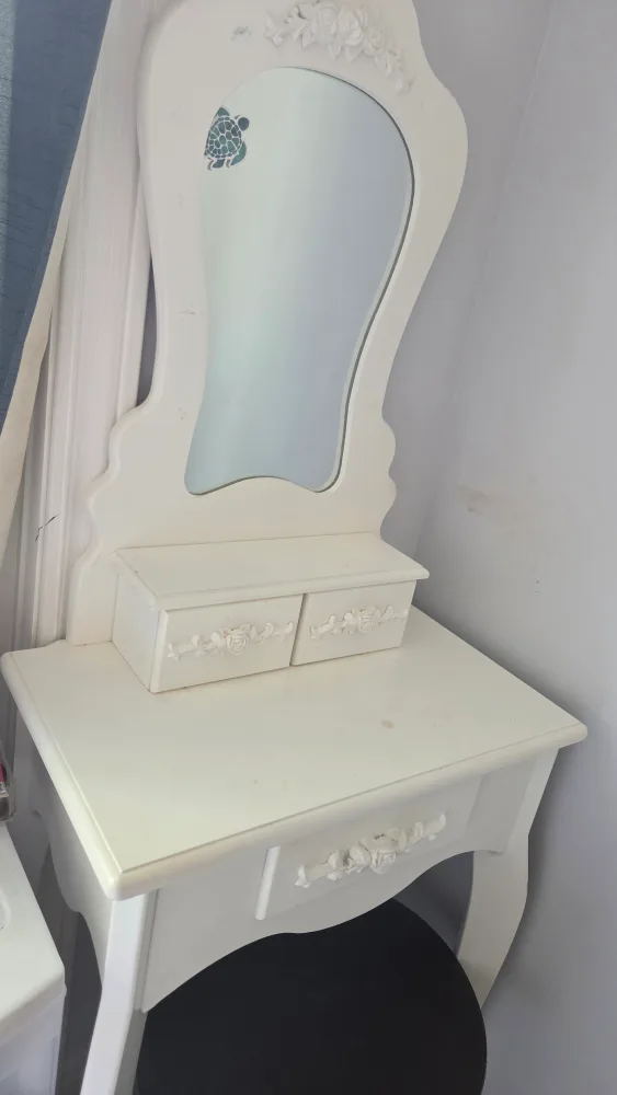 White Vanity Table with Stool thumbnail