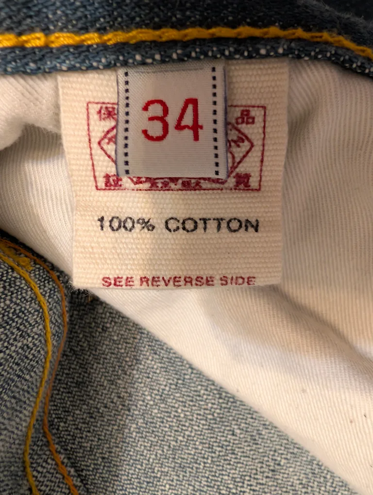 Evisu Jeans Size 34" x 29 1/2" - Iconic Seagull Embroidered Logo image indicator(5)