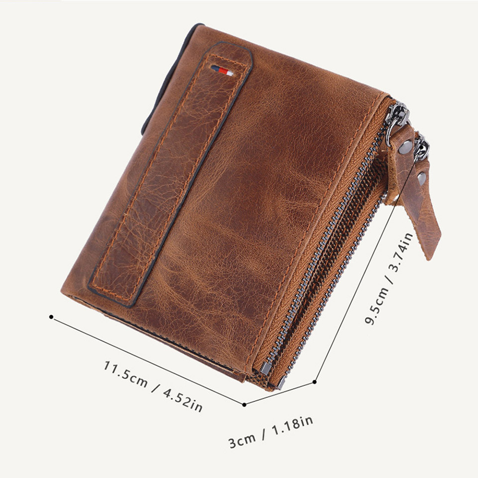 Brown Leather Wallet with Zipper - photo 5