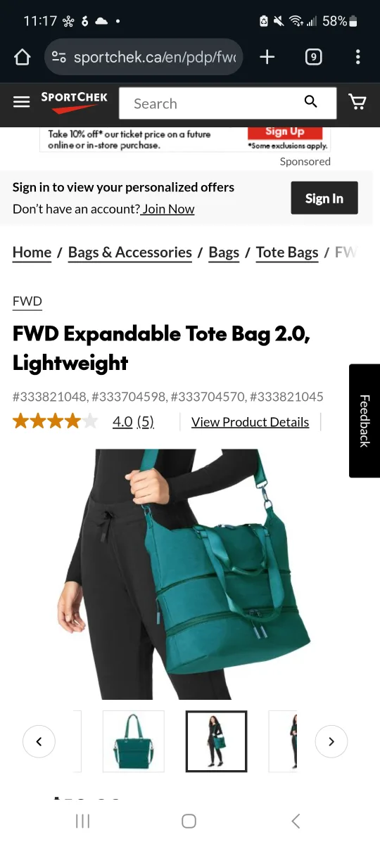 FWD Expandable Tote Bag 2.0 - Deep Teal 🇨🇦 thumbnail