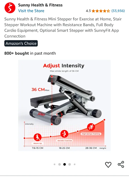 Mini Stepper Exercise Machine with resistance band image indicator(2)