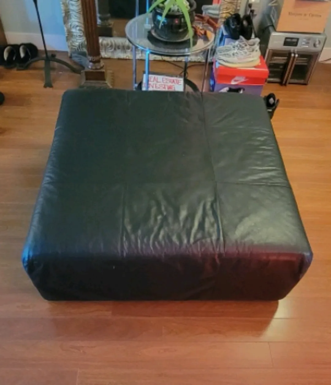 42" MORTEN Ottoman from EQ3 in ebony black leather image indicator(7)