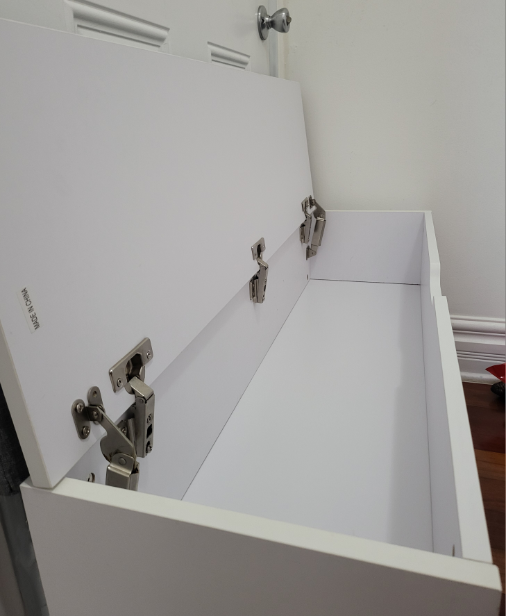 White Storage Bench with Gray Cushion - photo 3