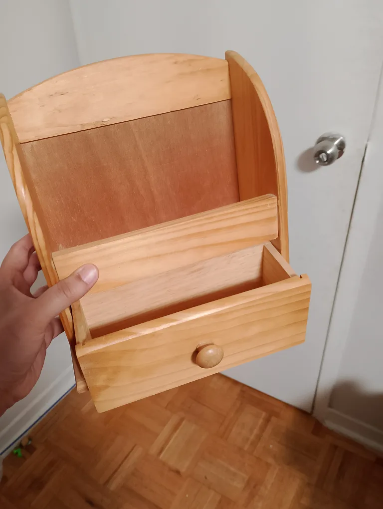 Wooden Wall Organizer with Drawer image indicator(2)