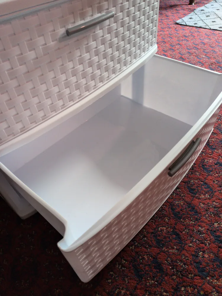 White 3-Drawer Woven Plastic Storage Unit image indicator(4)