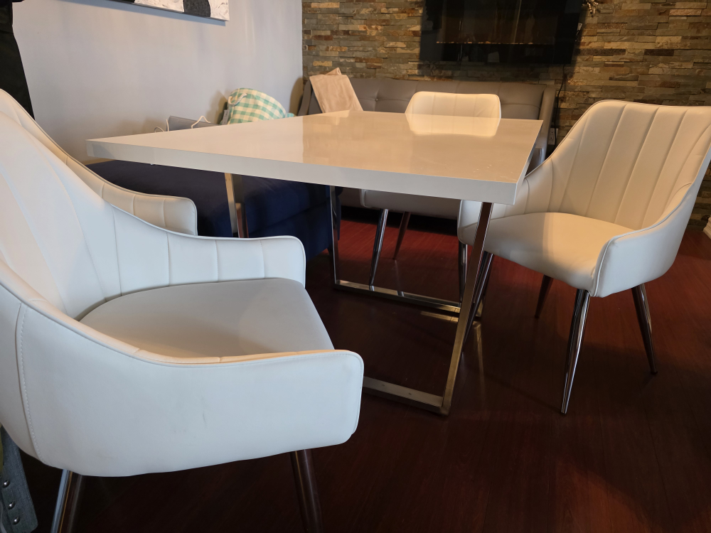 White Faux Leather Dining Chair - photo 3