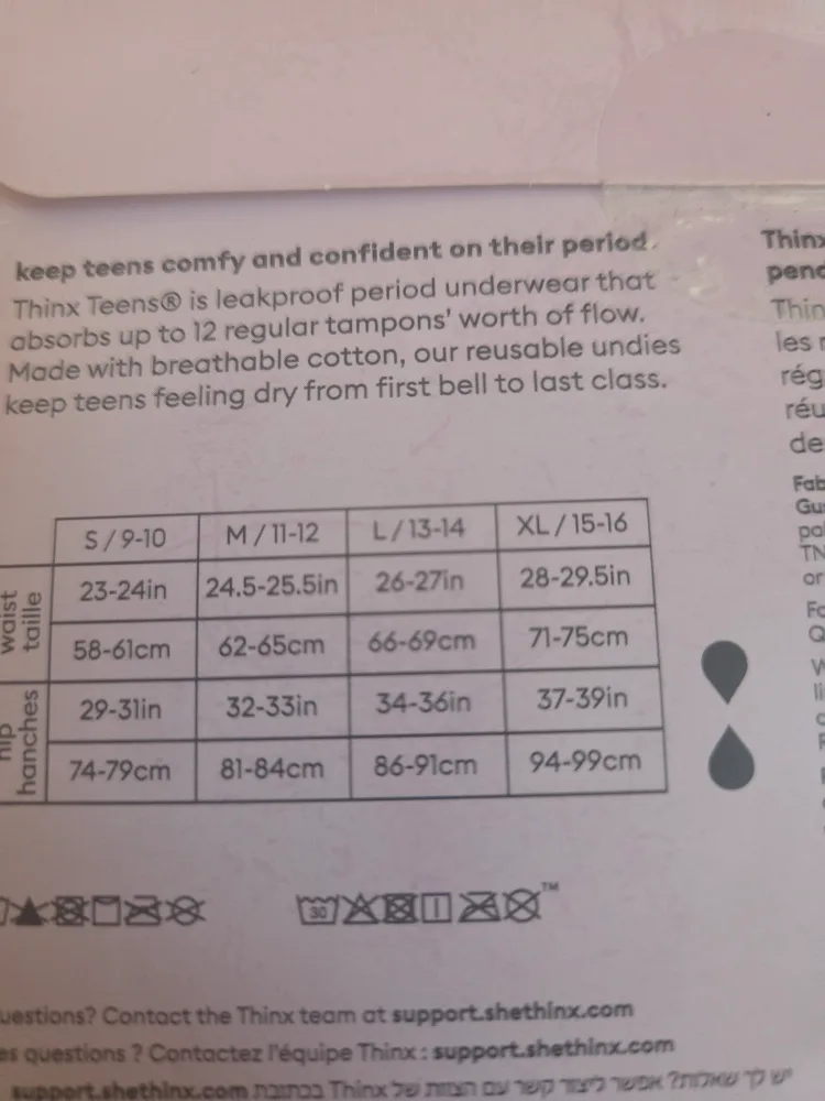 Thinx Teens Bikini M/11-12 Period Underwear image indicator(2)