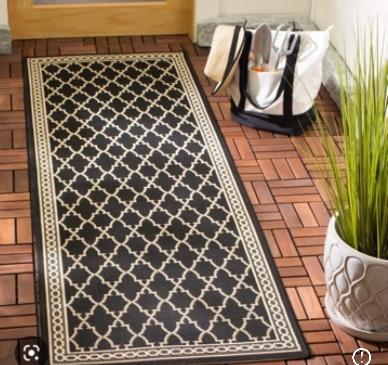 Courtyard Indoor/Outdoor Rug - Black Beige, 2'7" x 5' thumbnail