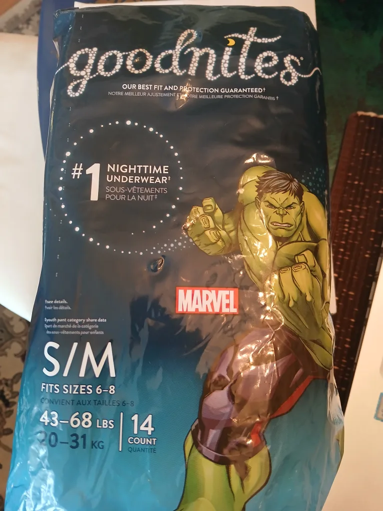 Goodnites S/M (6-8) Marvel Hulk Training Pants 🇨🇦 thumbnail