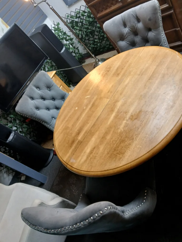 dining set 4 chears black legs image indicator(5)