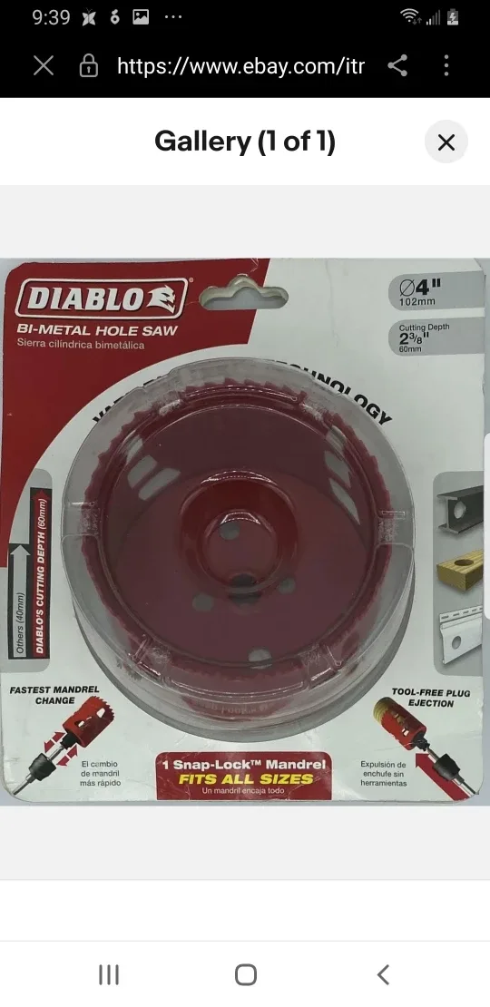 Diablo 4" Bi-Metal Hole Saw - New in Package! thumbnail